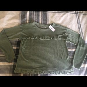 LOFT Cropped Ruffle Tee, sun kissed leaf